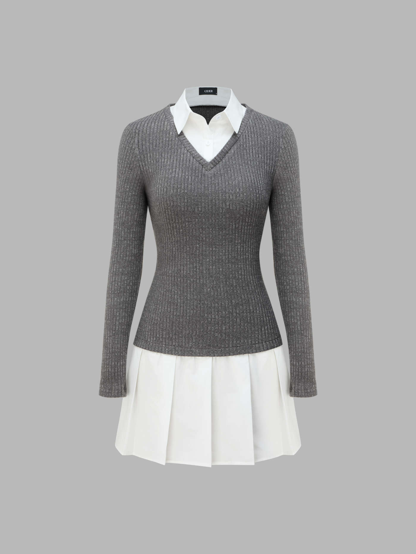 Collar Two Tone Pleated Mini Dress | Cider