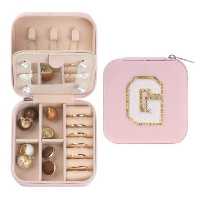 Unique Bargains Mini Portable PU Leather Pink Travel Jewelry Box with Mirror G | Target