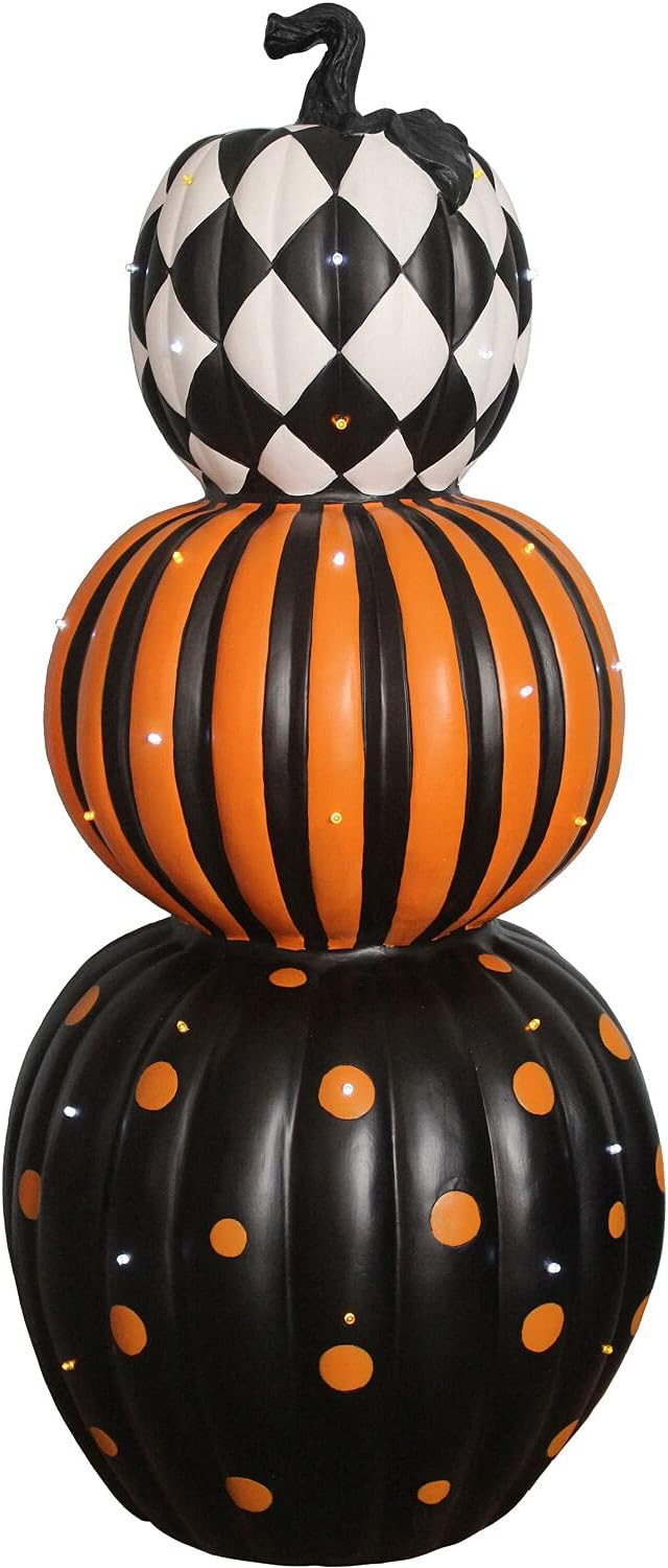 Haunted Hill Farm 36-in. Prelit Halloween Stacked Pumpkin Decoration with Multicolor Lights for I... | Amazon (US)