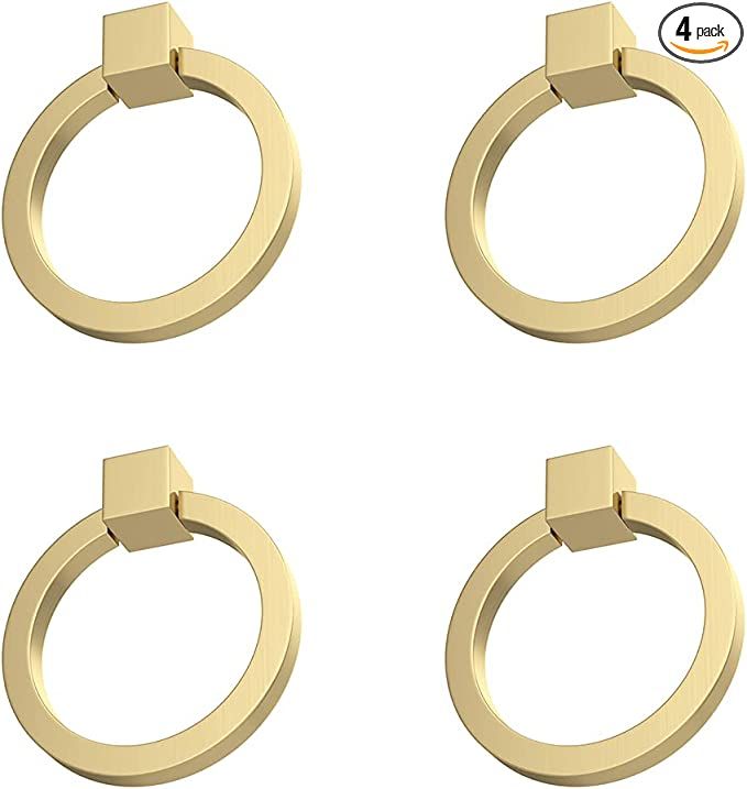 RZDEAL 4Pcs 2.0" x 1-7/9" Solid Brass Pulls for Dresser Drawer Ring Pulls Furniture Hardware Brus... | Amazon (US)