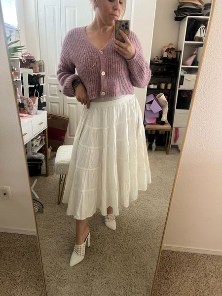 White midi skirt
 Business casual outfit 

#LTKworkwear #LTKmidsize #LTKfindsunder100