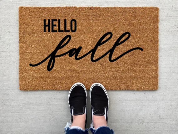 Hello Fall doormat pumpkin fall decor personalized doormat | Etsy | Etsy (US)