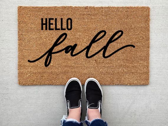 Hello Fall doormat, pumpkin, fall decor, personalized doormat, pumpkin doormat, welcome mat, fron... | Etsy (US)