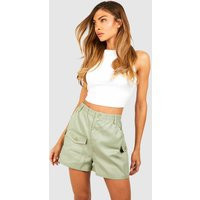 Womens Cargo Multi Pocket Shorts - Light Khaki - 10, Light Khaki | Boohoo.com (UK & IE)