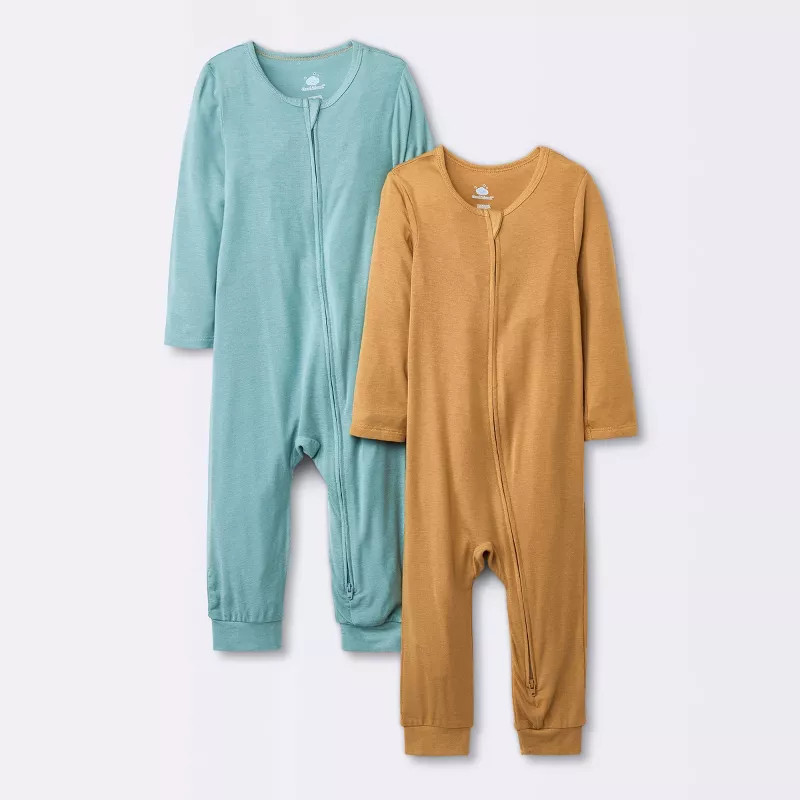 Baby 2pk Premium Modal Romper - Cloud Island™ Brown | Target