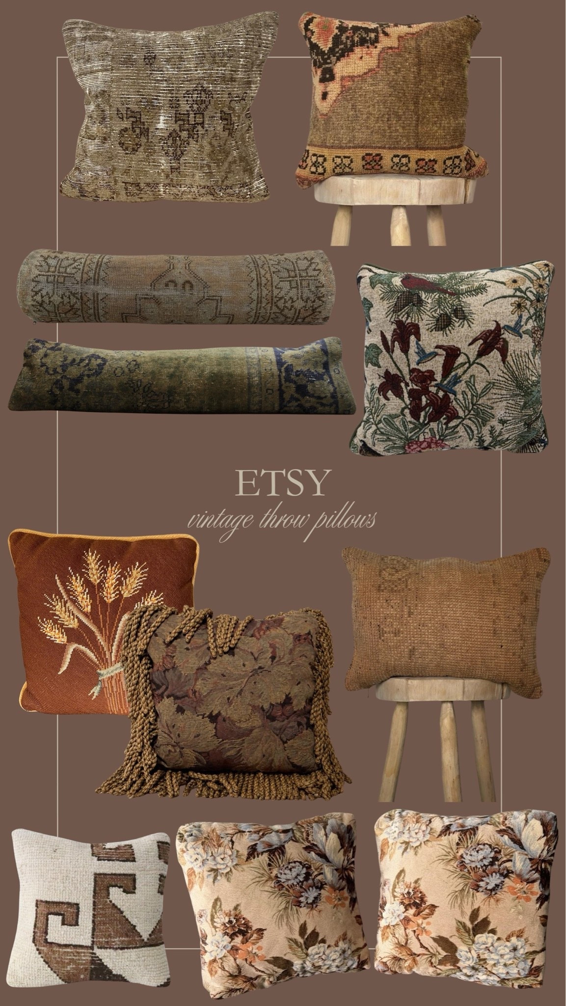 Vintage throw pillows from Etsy ✨ How pretty are these patterns and tones for a curated home? I love using antiques to decorate our home and these are such gorgeous finds!

#LTKHome