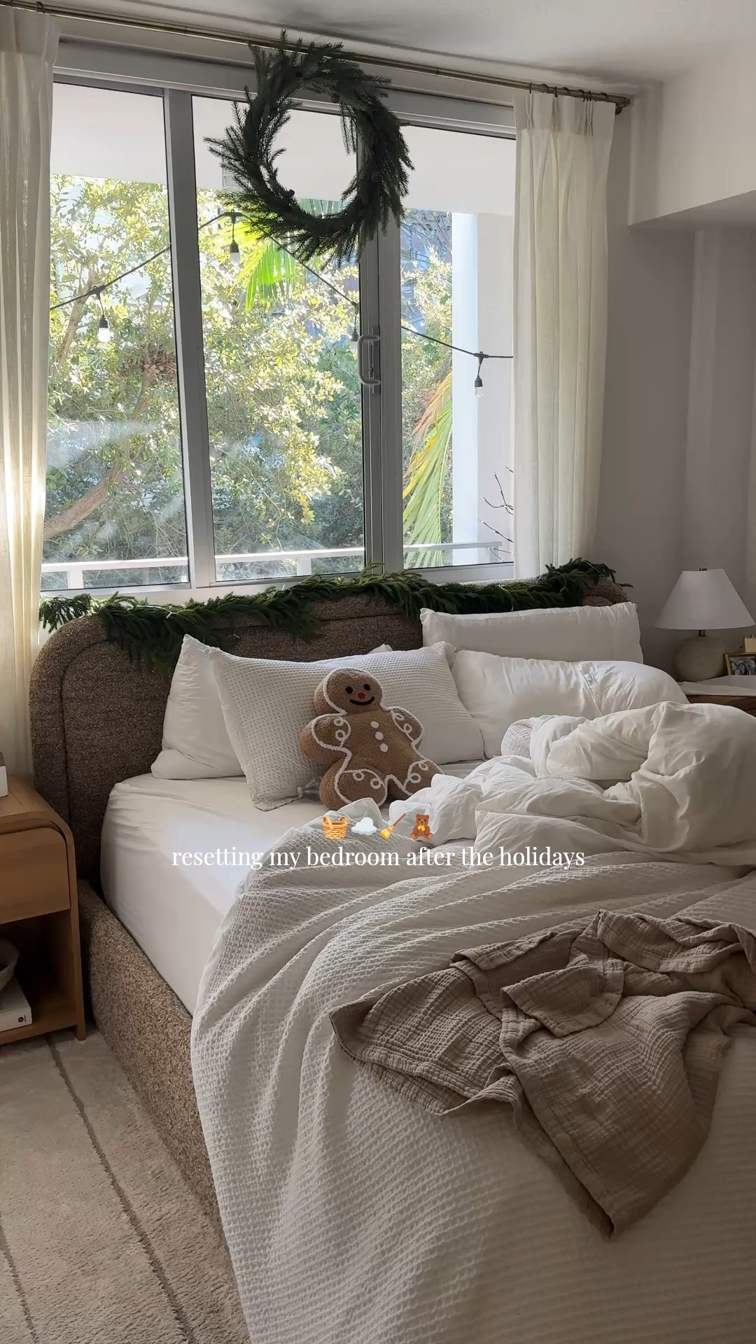Post holiday bedroom reset! Ok but I kinda miss the holiday vibes already 🫠
A clean, fresh room always feels nice though…me, still holding onto my gingerbread pillow 😆

#LTKHome
