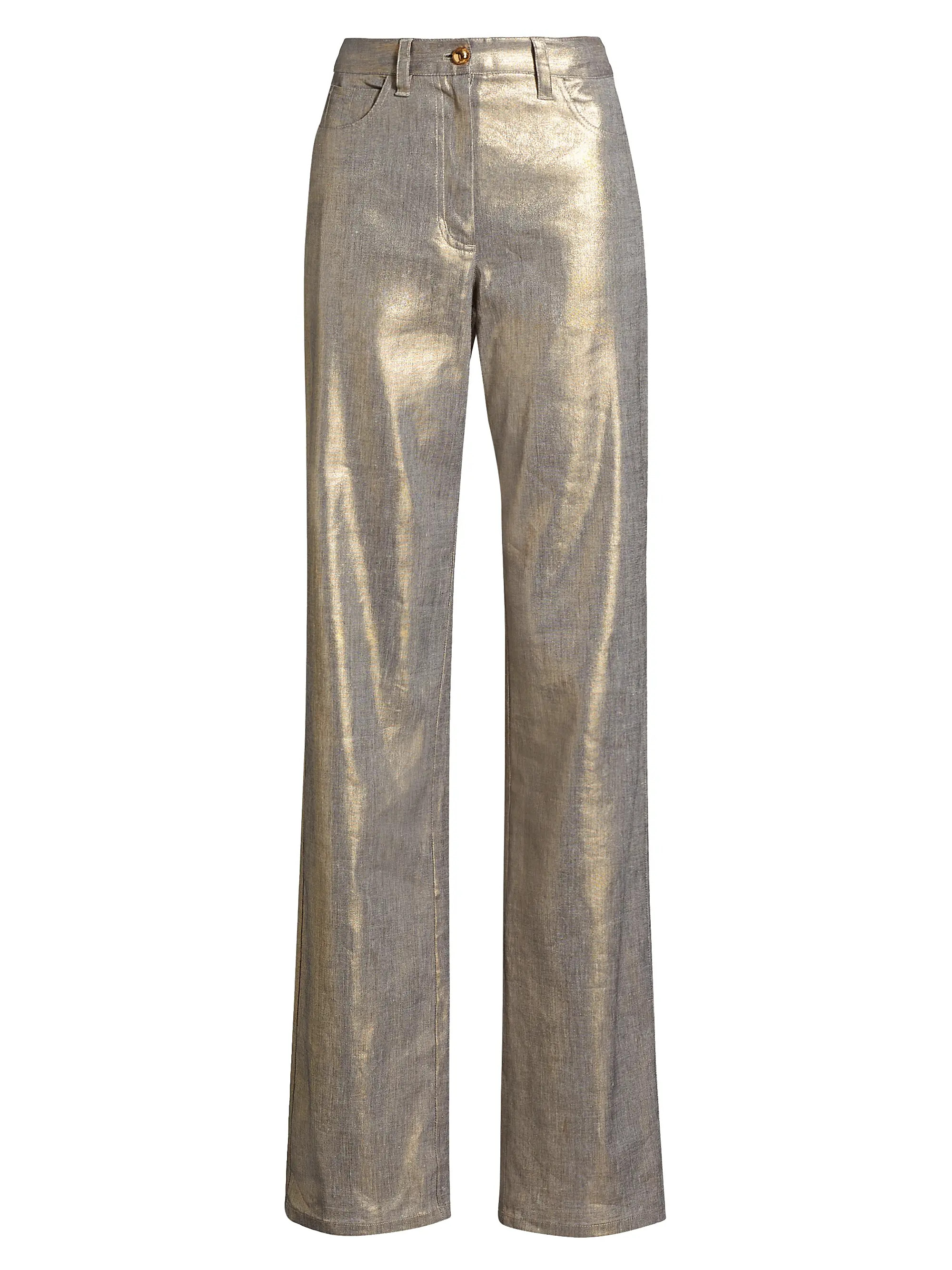 Larissa Metallic Linen-Blend Jeans | Saks Fifth Avenue