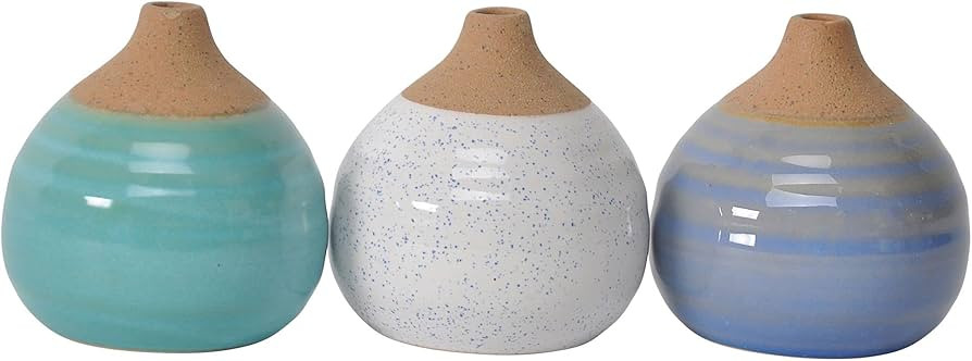 Set of 3 Blue and White MatteBud Table Vases 4" | Amazon (US)