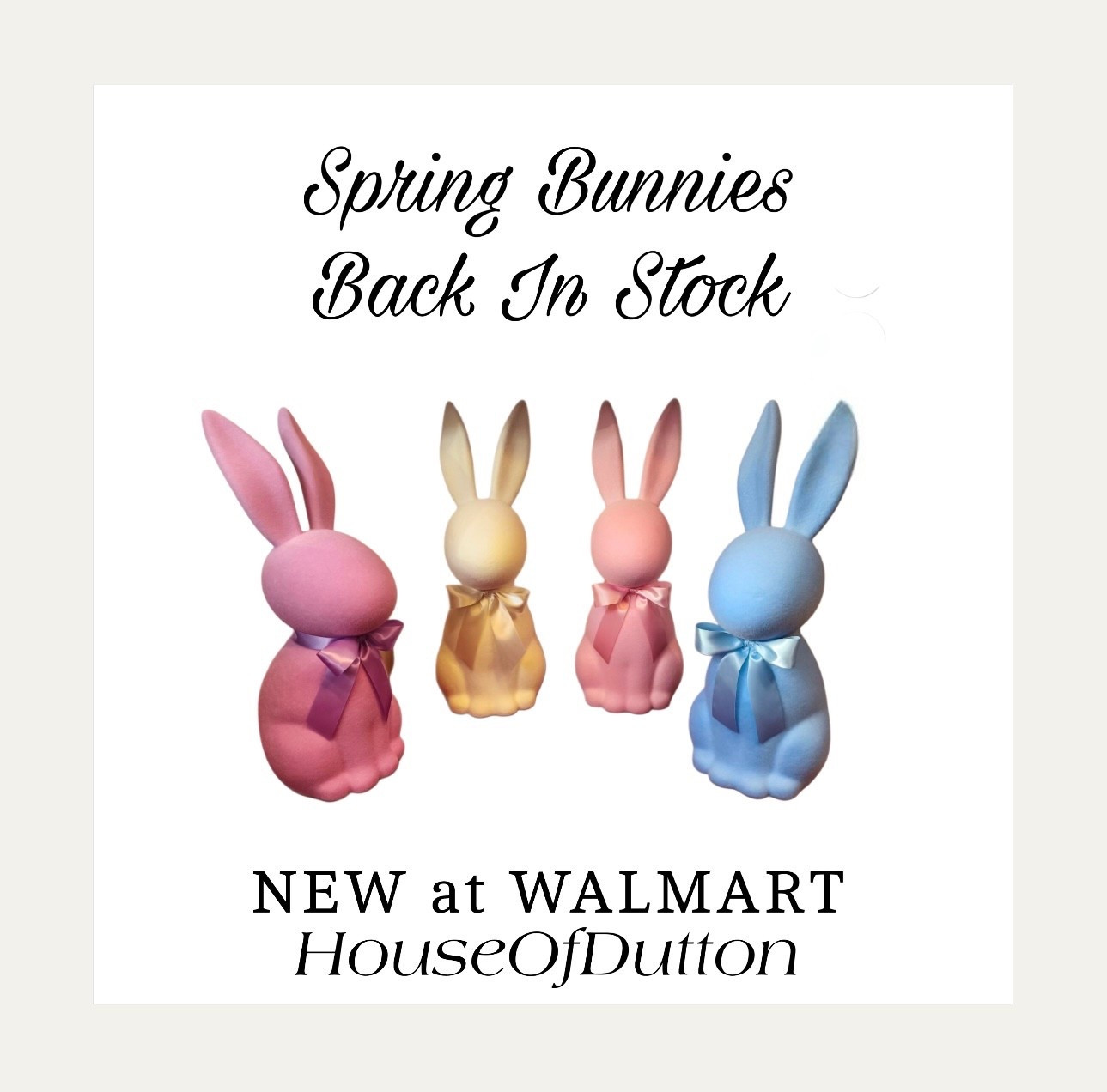 These sold out fast last season and they’re finally back. 🐰
Soft pastel spring bunnies that feel classic, playful, and perfect for shelves, consoles, or Easter tablescapes. I love mixing them with neutral florals for a subtle seasonal moment.
Now available at Walmart — linked on LTK.

#springdecor
#easterdecor
#springbunny
#bunnydecor
#pastelhomedecor
#seasonalstyling
#springhome
#walmartdecor
#ltkfinds
#ltkhome


#LTKSeasonal #LTKFindsUnder50 #LTKHome