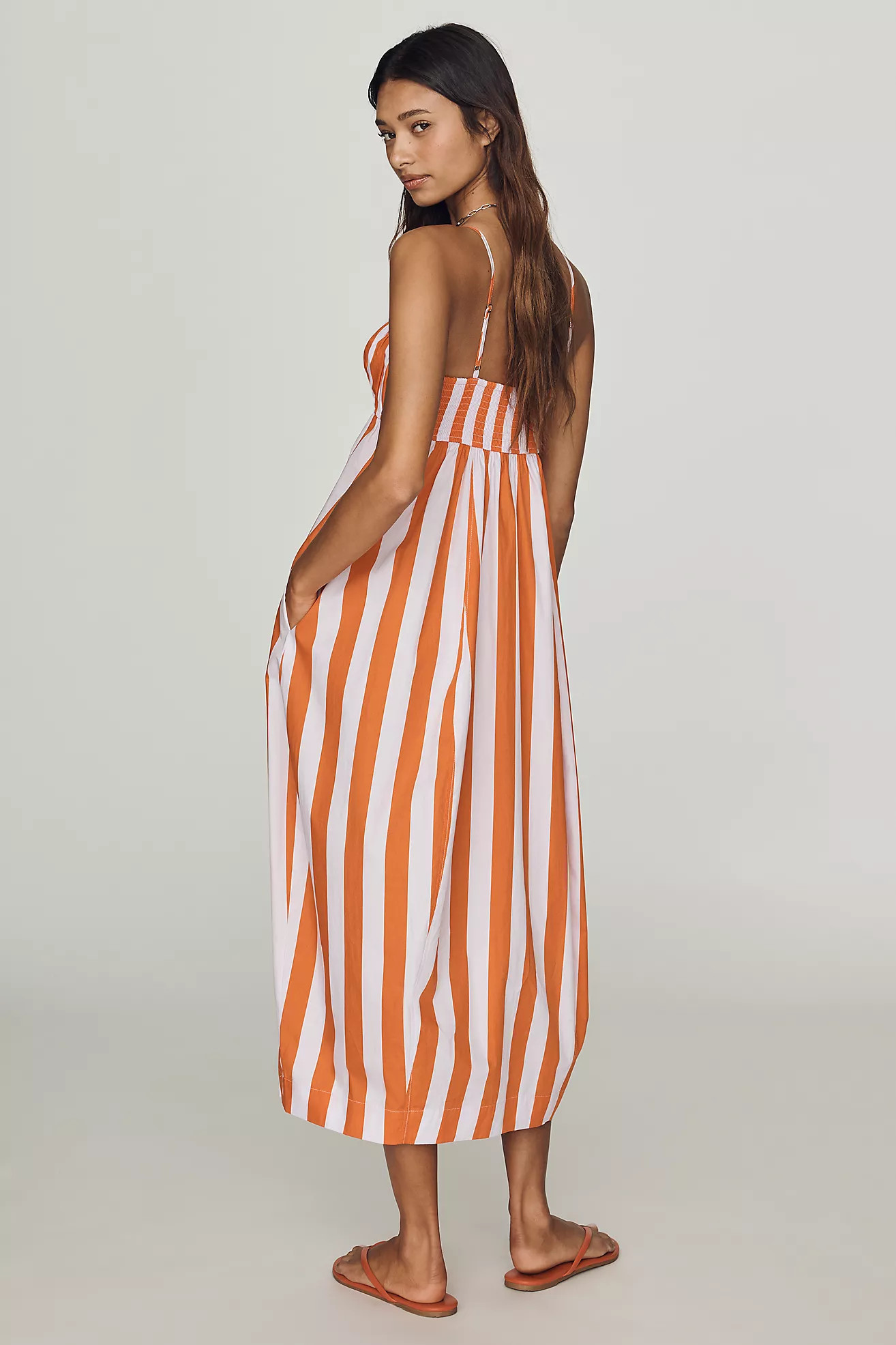 Maeve Cotton Barrel Midi Dress | Anthropologie (US)