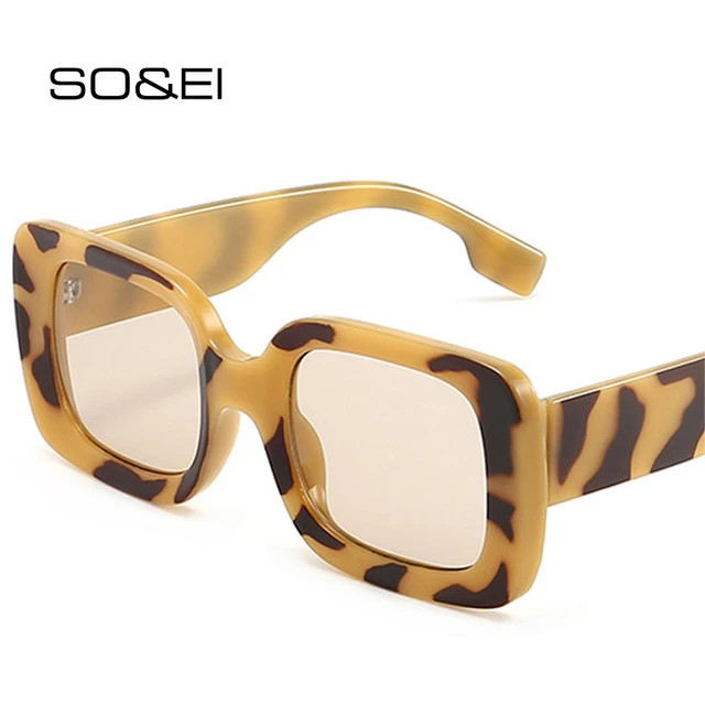 Então & ei retro quadrado óculos de sol feminino gradiente eyewear tendência homem leopardo ch... | Ali Express BR