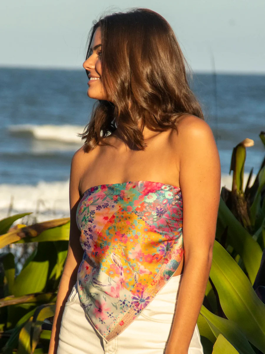 Lacey Scarf Tube Top - Watercolor Patchwork | Natural Life
