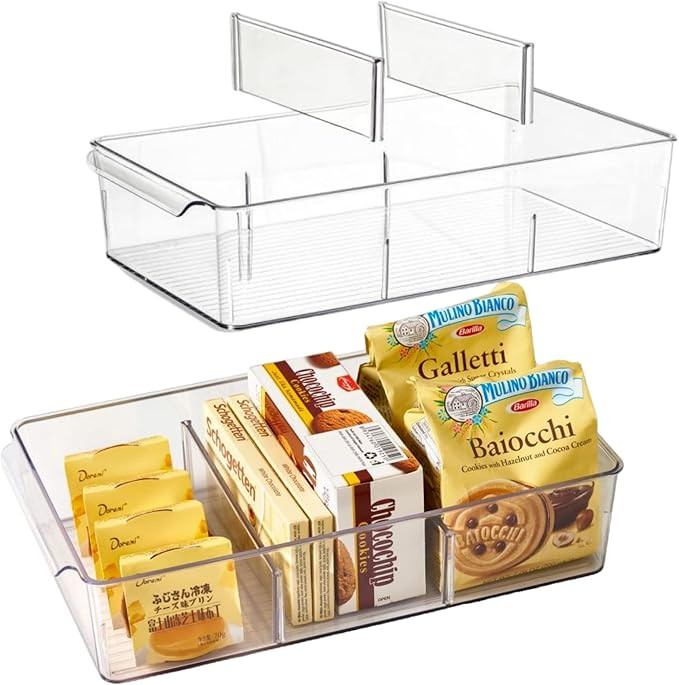 vacane Plastic Pantry Organization and Storage Bins with Removable Dividers, Pantry Organization ... | Amazon (US)