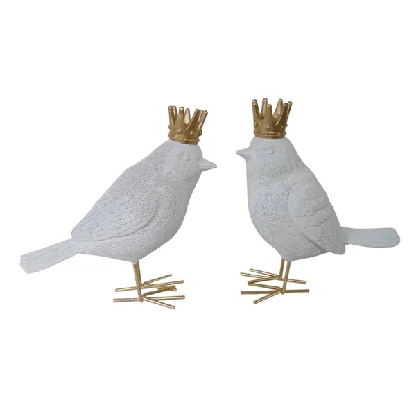 2 Piece O"Hare Polyresin Birds with Crown Figurine Set | Wayfair North America