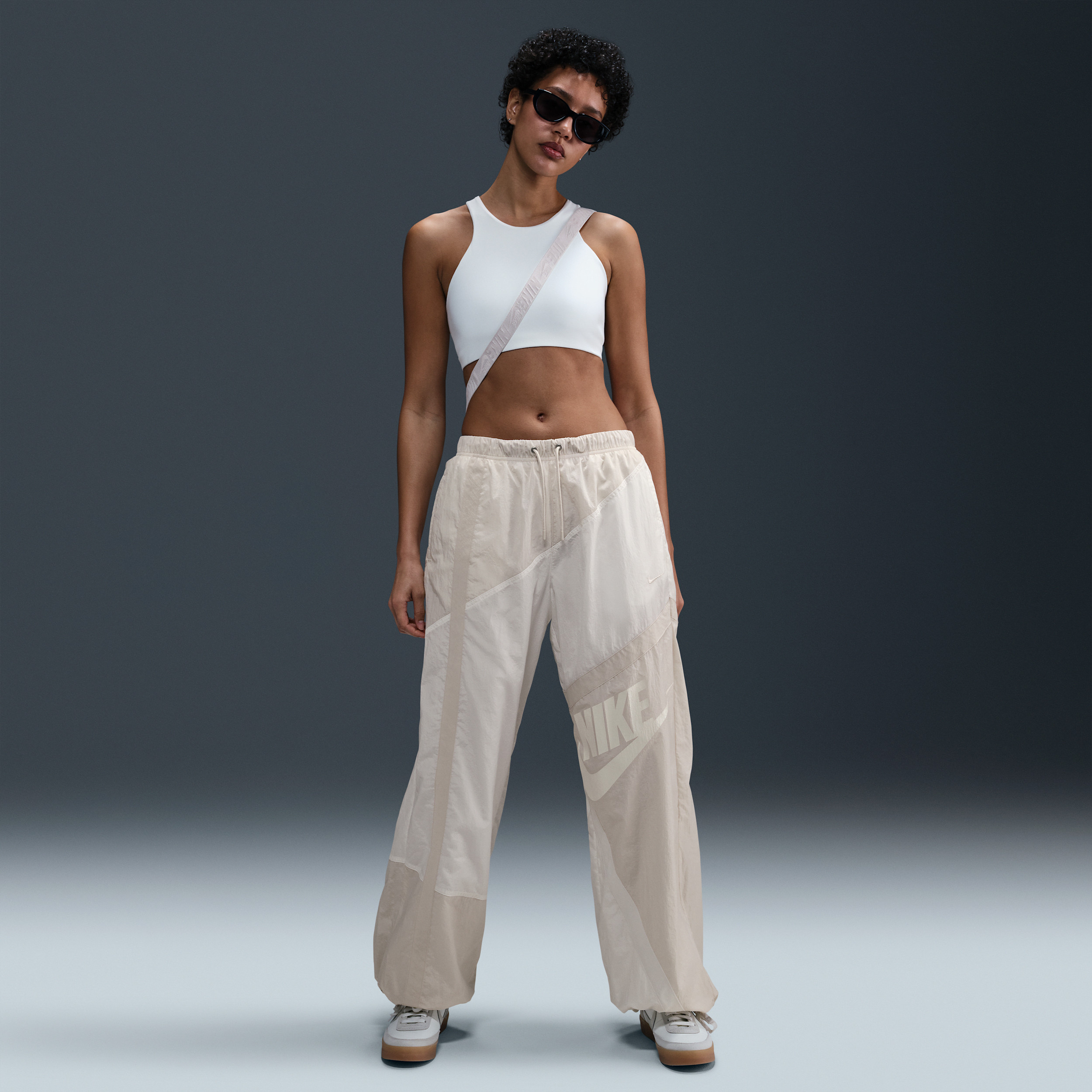 Women's Nike Sportswear Mid-Rise Loose Woven Open-Hem Pants in White | HJ4178-133 | Nike (US)
