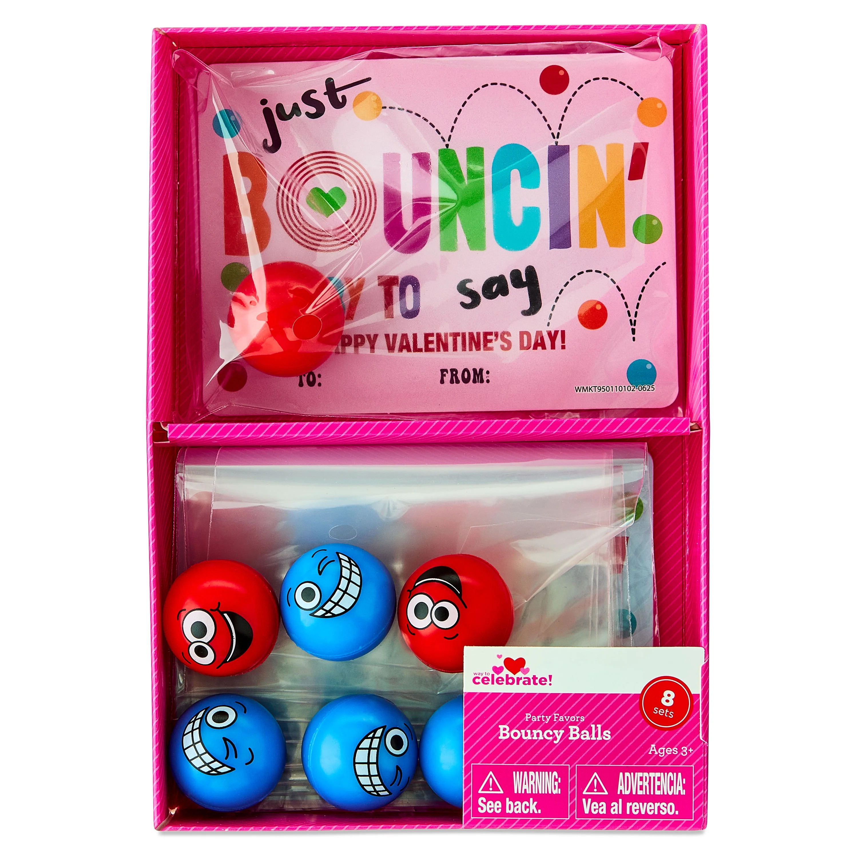 Classroom Exchange Cards with Bouncy Balls Party Favors, Multicolor, 8 Count, Valentine's Day by ... | Walmart (US)