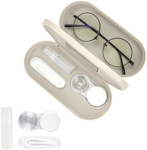 Eyeglass Case Double Sided Travel Size Cute Portable Contact Lens Box 2 in 1 Multifunction With T... | Amazon (US)