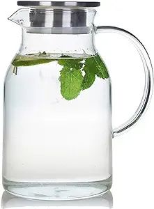 68 Ounces Glass Pitcher with Lid, Heat-resistant Water Jug for Hot/Cold Water, Ice Tea and Juice ... | Amazon (US)