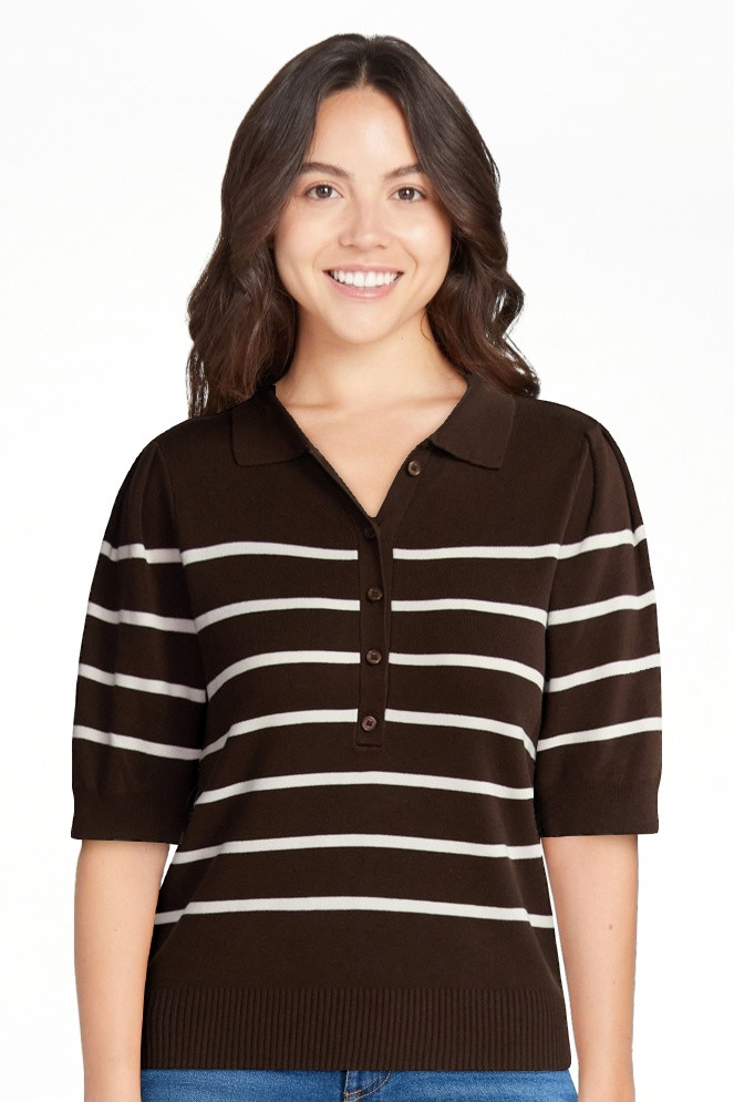 Free Assembly Women's Collared Sweater Tee with Puff Sleeves, Lightweight, Sizes XS-XXL | Walmart (US)