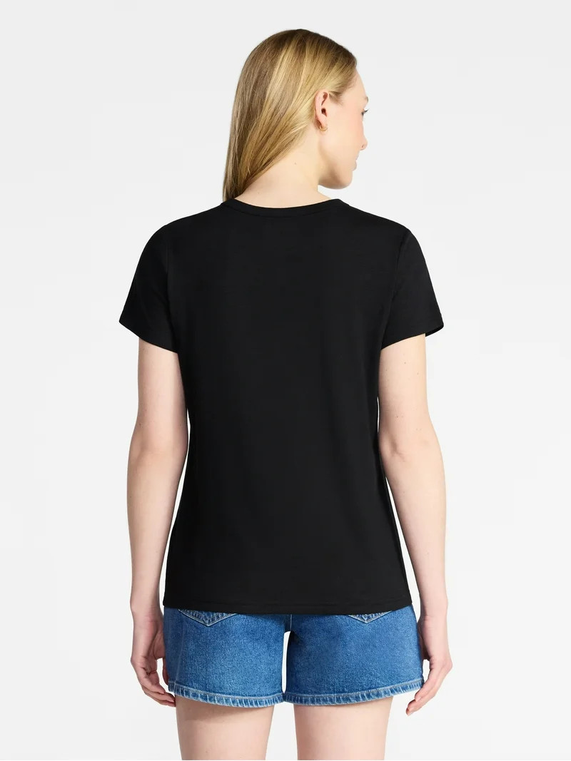 Time and Tru Women's Slub Crewneck Tee with Short Sleeves, Sizes XS-XXXL | Walmart (US)