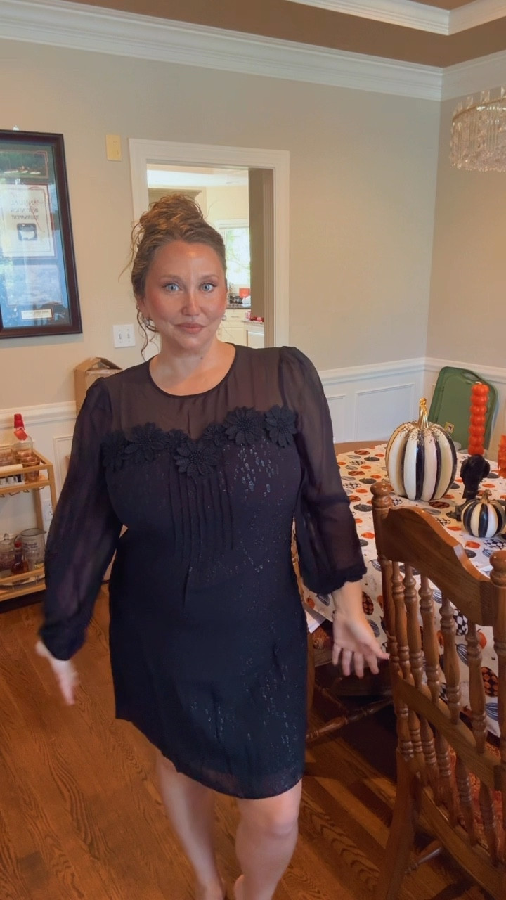 This @lillypulitzee dress is SUPER THIN when it arrived I thought surely this is not it, this is something else… nope this was it lol 

It is SO lightweight it is unreal. Details are wonderful. Fit is loose! 

#livinglargeinlilly #lillypulitzer #weddings #holidayoutfit #lbd #midsize #plussize 

Size 16 shown. I probably needed the 14 when wearing shapewear I would still have room. This fits loose all over 

#LTKWedding #LTKMidsize #LTKPlusSize