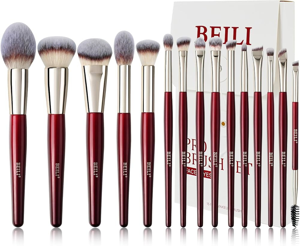 BEILI Makeup Brushes 15Pcs Professional Eyeshadow Brush Set Premium Synthetic Makeup Brushes for ... | Amazon (US)