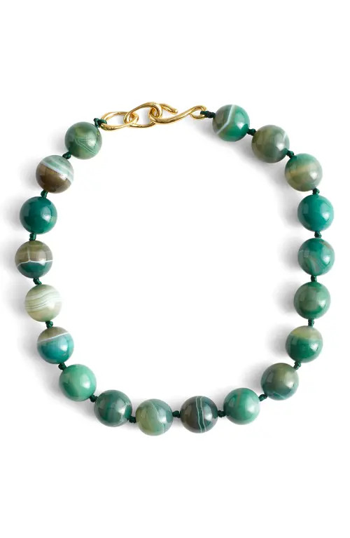 Madewell Semiprecious Stone Oversize Beaded Choker Necklace in Alpine at Nordstrom | Nordstrom