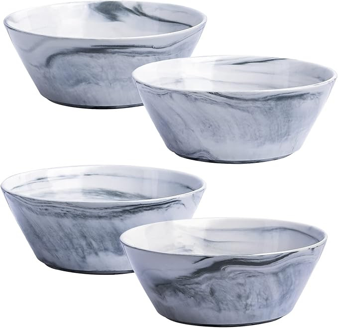 Yundu Grey Marble Ceramics Bowls Set of 4, 30 Ounces Ramen Bowl for Noodle, Salad Bowls Large Sna... | Amazon (US)