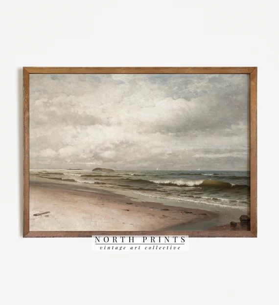 Beach Decor Vintage Print  Seascape Digital Oil Painting Wall - Etsy | Etsy (US)