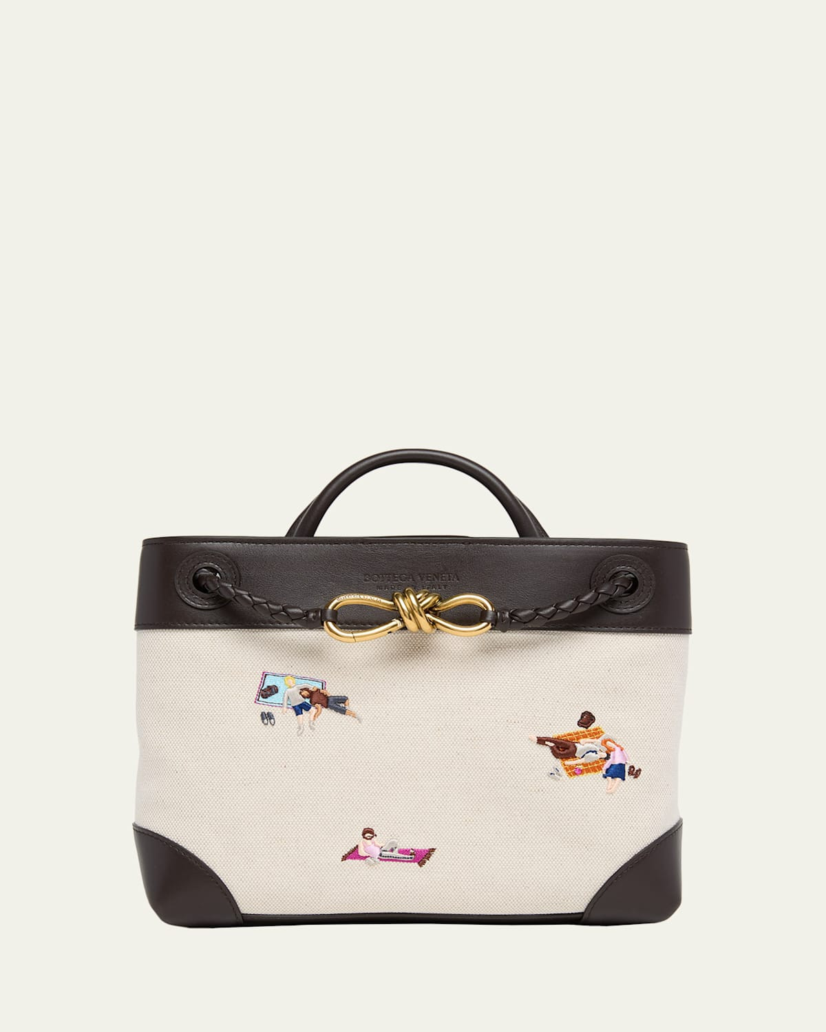 Andiamo Small Embroidered Canvas Top-Handle Bag | Bergdorf Goodman