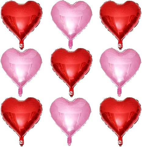 Red Heart Shaped balloons Pack of 10,18 Inch Love Valentine Balloons Pink Heart Romantic Balloons... | Amazon (US)