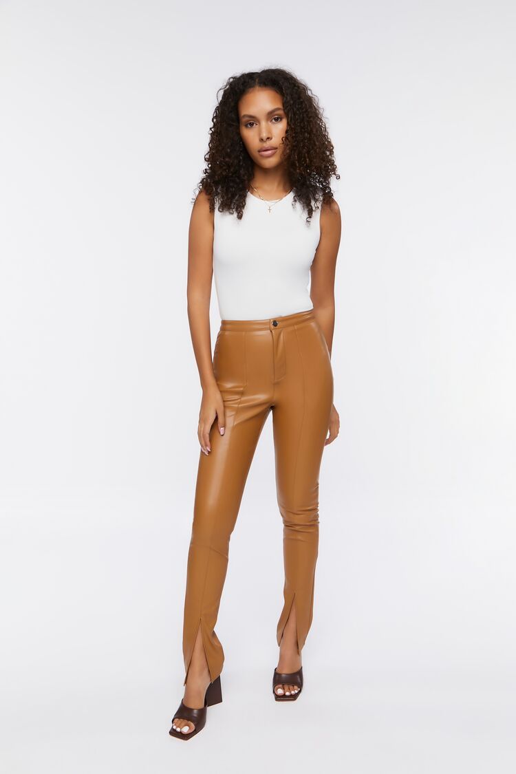 Faux Leather Split-Hem Pants | Forever 21 (US)