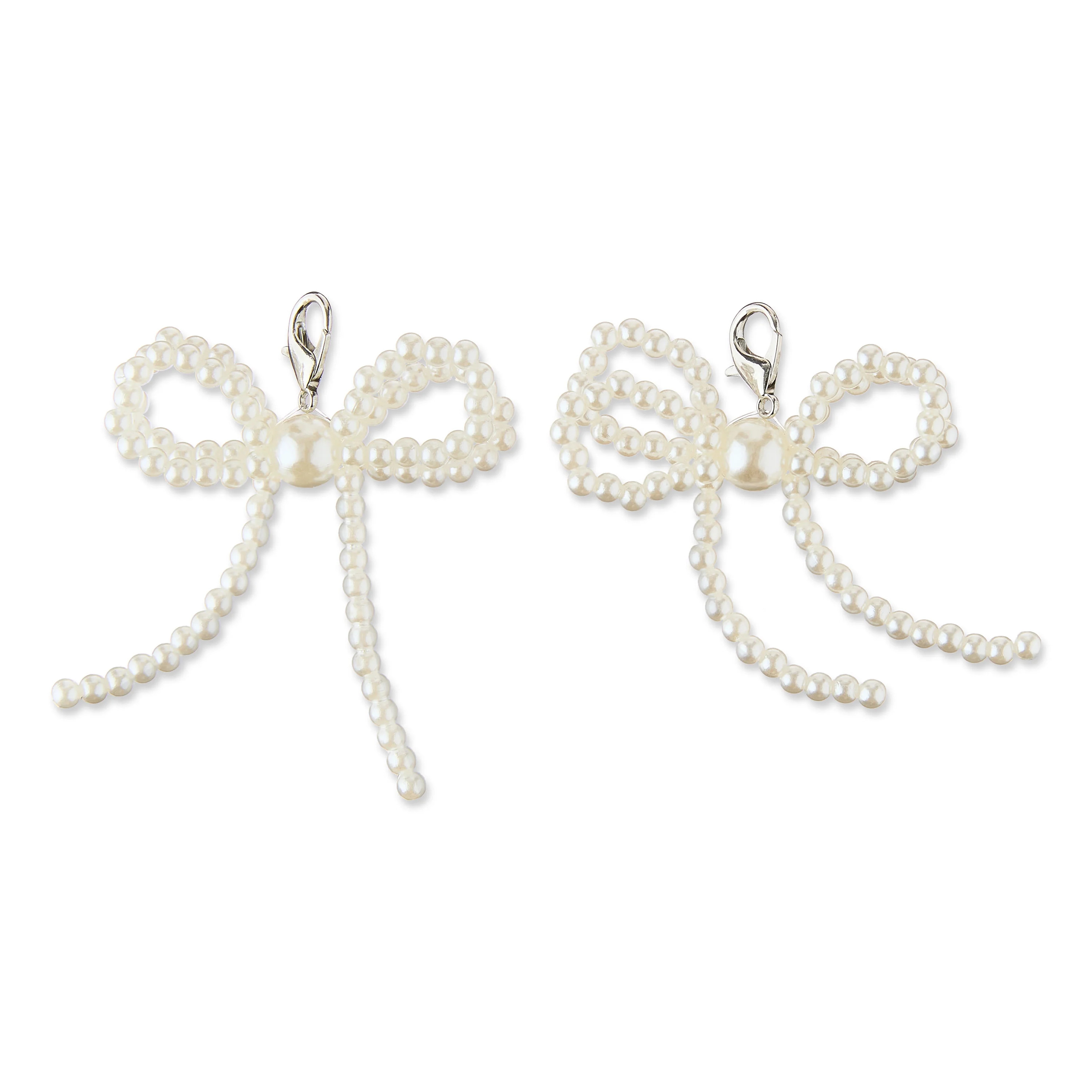 Easter Pearl Bow Shoelace Charms, White, Set of 2, By Way to Celebrate | Walmart (US)
