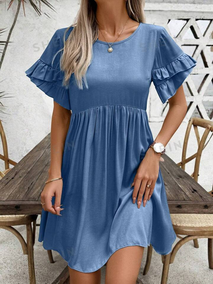 SHEIN LUNE Women's Casual Summer Vacation Off-Shoulder Denim-Like Dress | SHEIN USA | SHEIN
