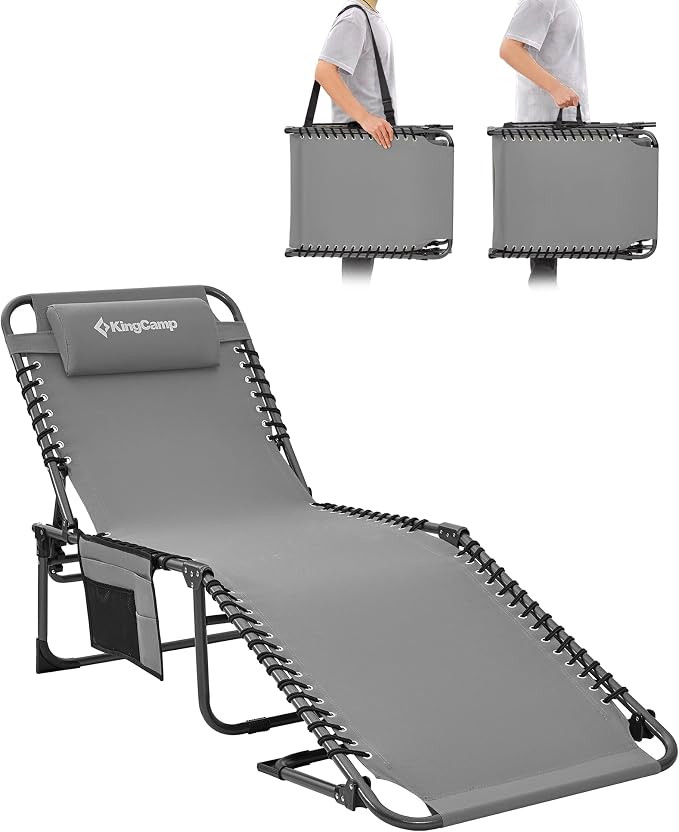 KingCamp Sun Lounger with 5-Position Adjustable Backrest, 180 kg Heavy Duty Sun Loungers for Gard... | Amazon (UK)