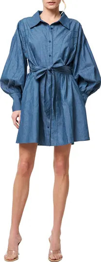 CIEBON Embroidered Long Sleeve Denim Mini Shirtdress | Nordstrom | Nordstrom