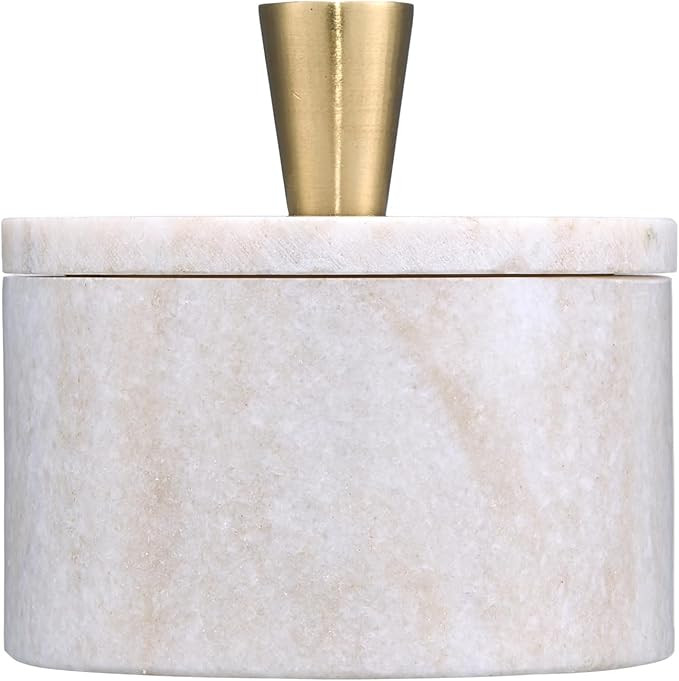 Queenza Marble Salt Cellar with Lid and Brass Knob (Brown) | Amazon (US)