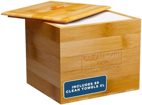 Clean Skin Club Luxe Bamboo container with Removable Cover includes Clean Towels® Original XL 50... | Amazon (US)