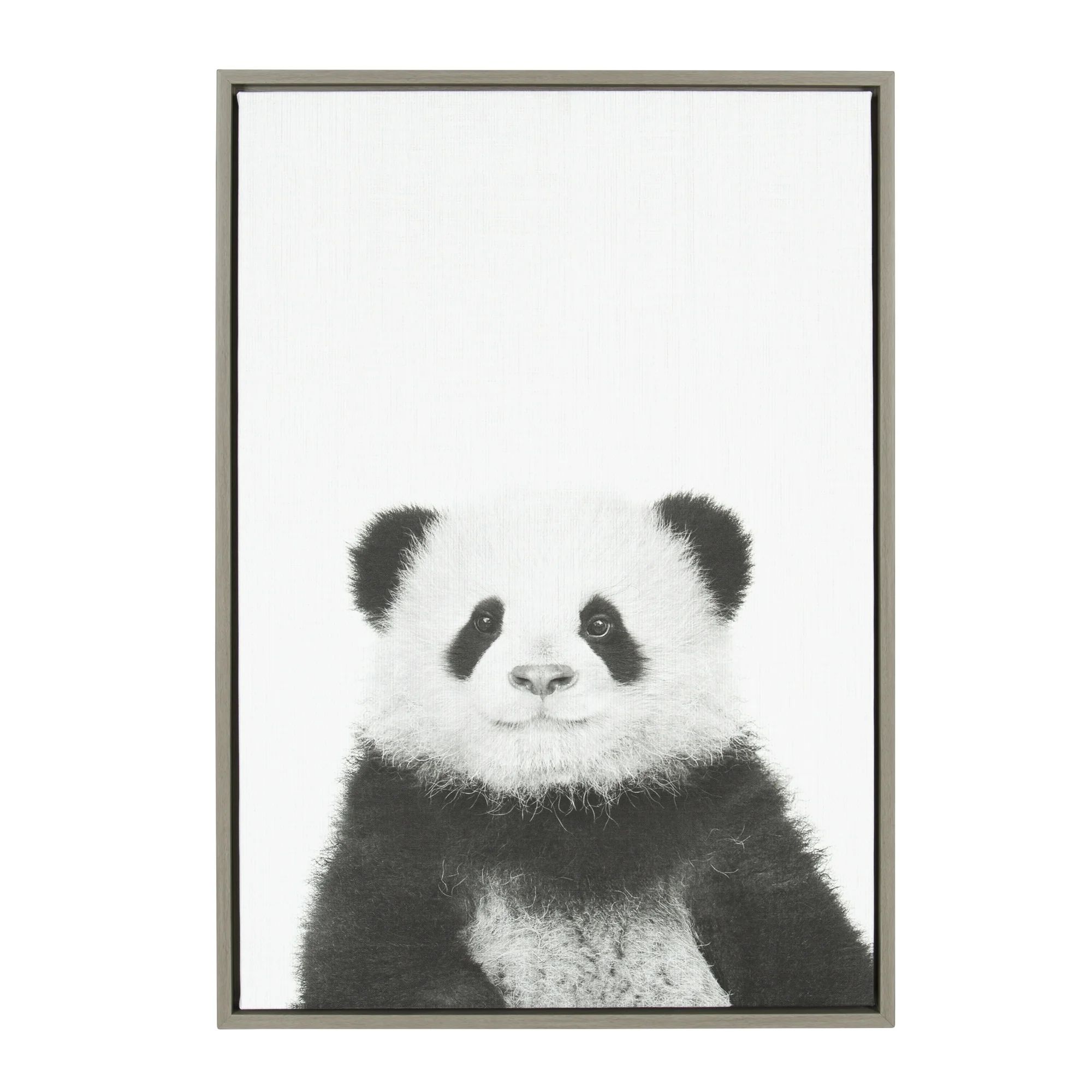 Kate and Laurel Sylvie Panda Animal Print Black and White Portrait Framed Canvas Wall Art by Simo... | Walmart (US)