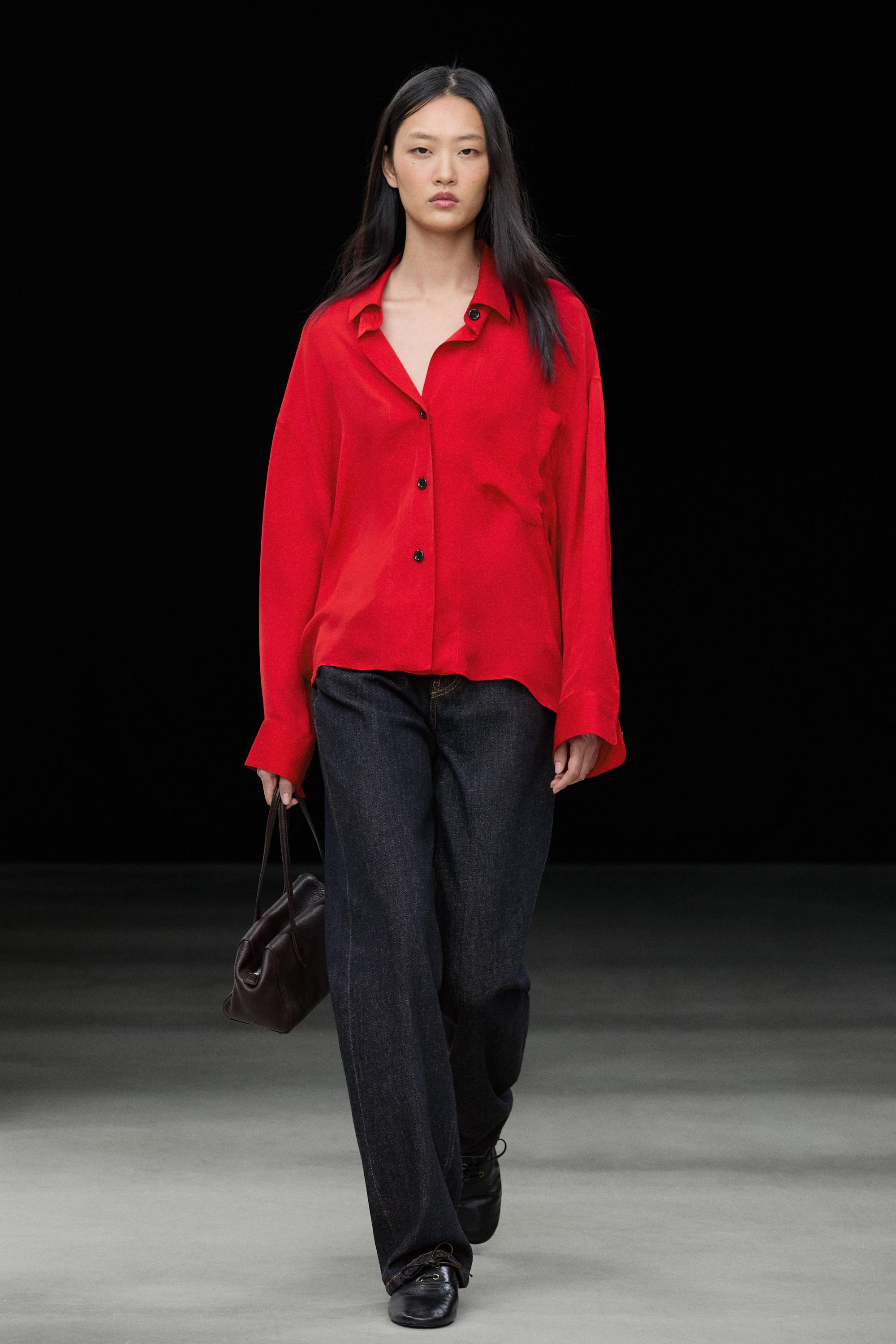 Oversize flowing shirt with pocket detail | Massimo Dutti UK