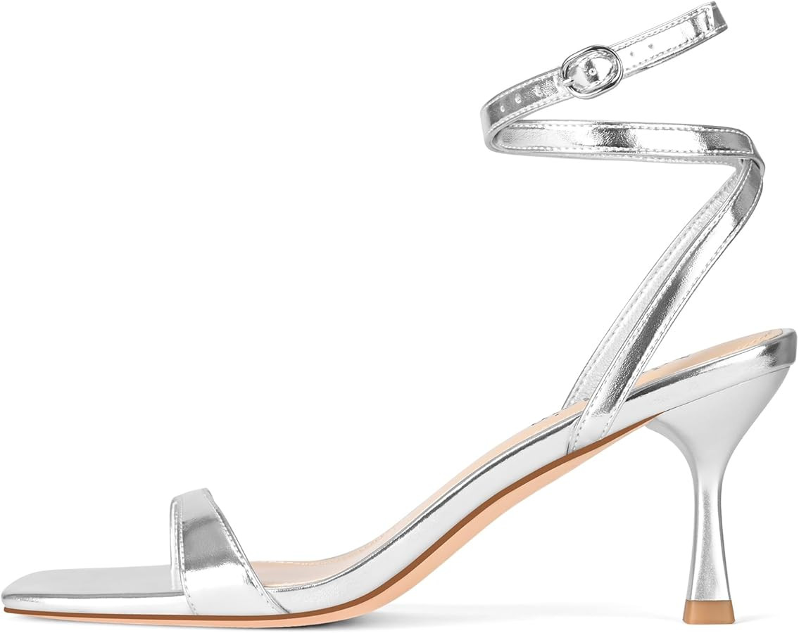 Adrizzlein Kitten Heels for Women Strappy Heels Square Open Toe Lace up Heeled Sandals Ankle Wrap... | Amazon (US)