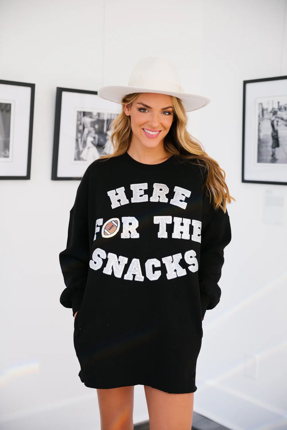 HERE FOR THE SNACKS BLACK PULLOVER DRESS | Judith March