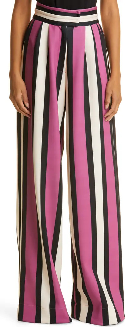 Kimberly Goldson Liza Satin Cuff Wide Leg Pants | Nordstrom | Nordstrom