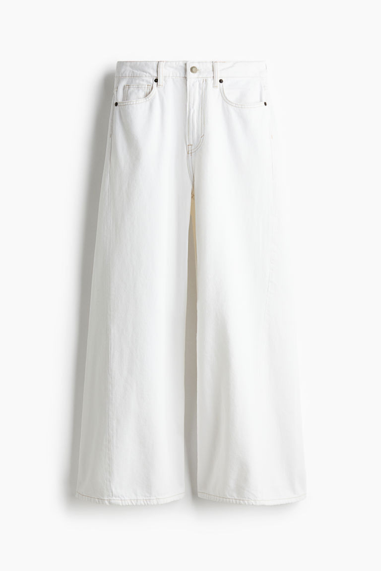 H & M - Super Wide High Jeans - White | H&M (US + CA)