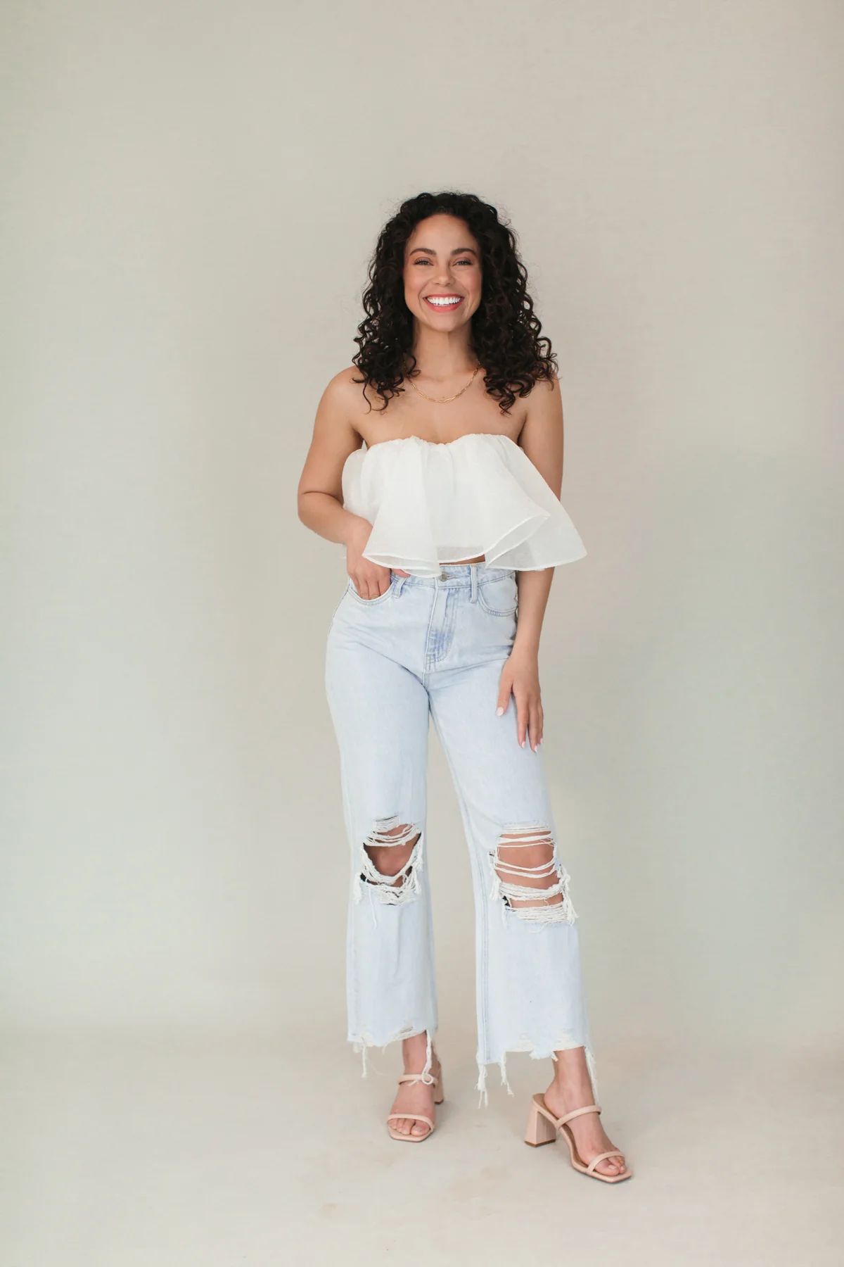 Evie Ivory Ruffle Cropped Tube Top - FINAL SALE | The Post
