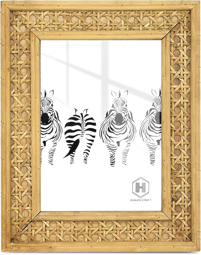 HUAXIN CRAFT H Rattan 4x6 picture Frame, Wicker Boho Rustic Photo Frame, Vintage Cany Stand Table... | Amazon (US)
