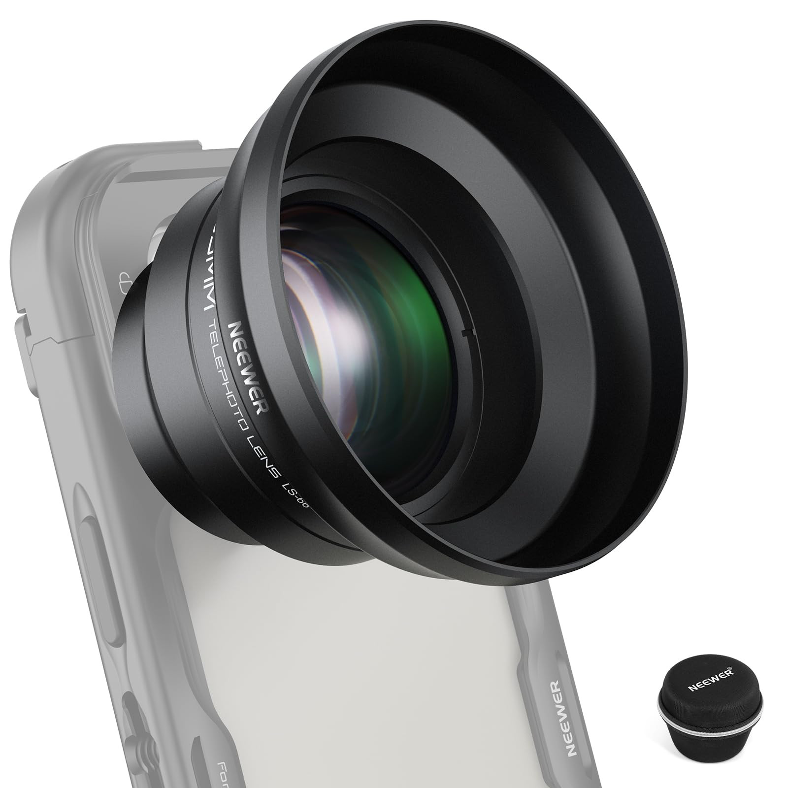 NEEWER HD 65mm Telephoto Phone Camera Lens with Lens Hood for 17mm Thread Lens Backplate Cell Pho... | Amazon (US)