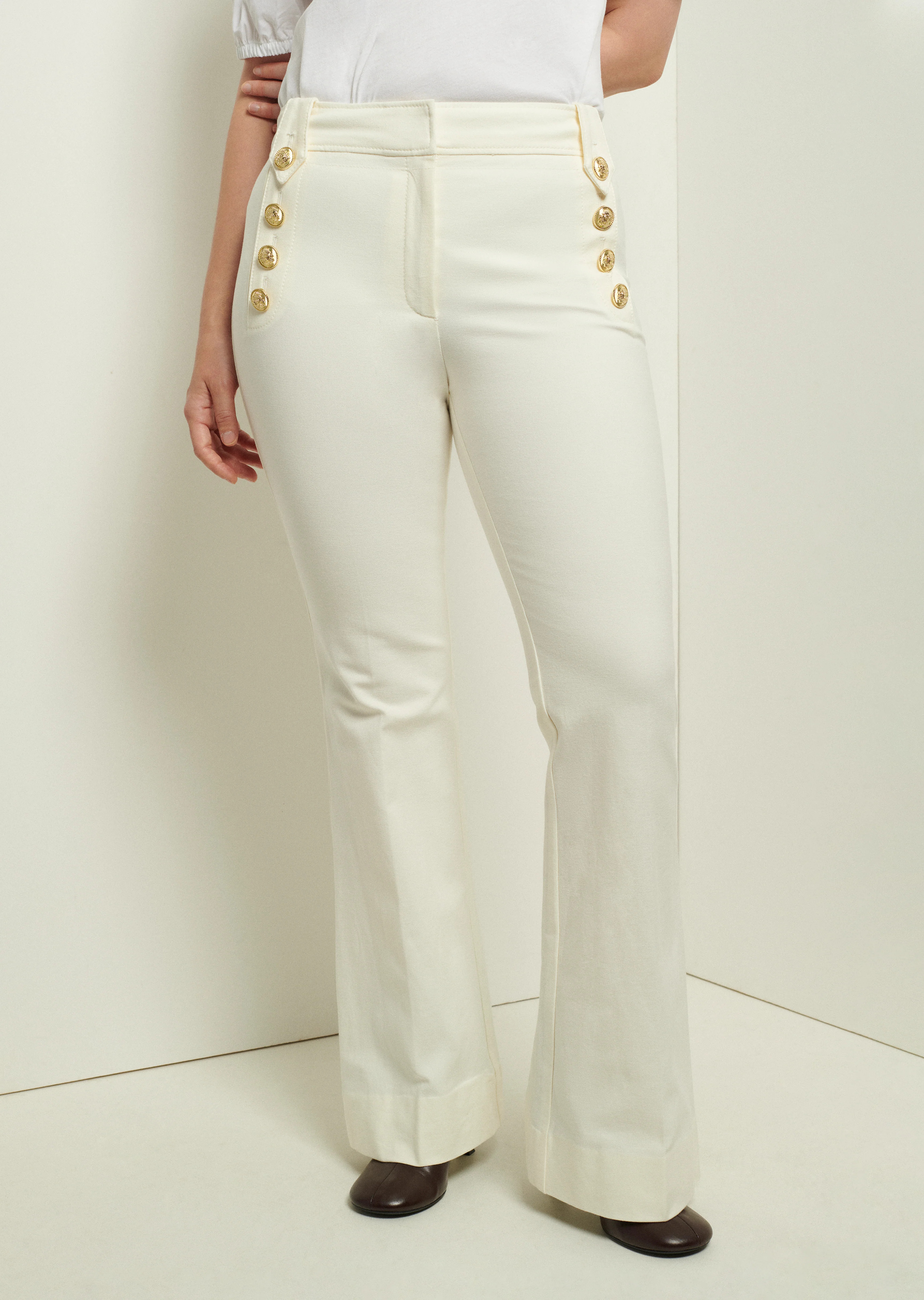 Robertson Flare Trousers - Soft White | Derek Lam