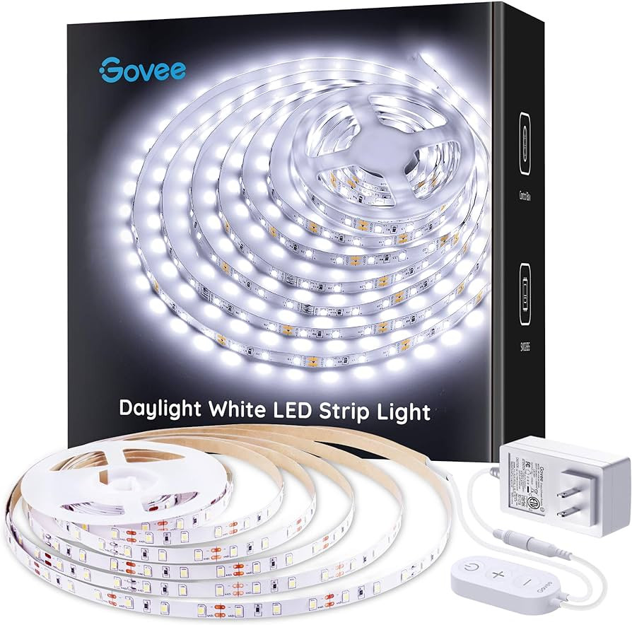 Govee Cool White LED Strip Lights 16.4ft with Control Box, 6500K, Dimmable | Amazon (US)